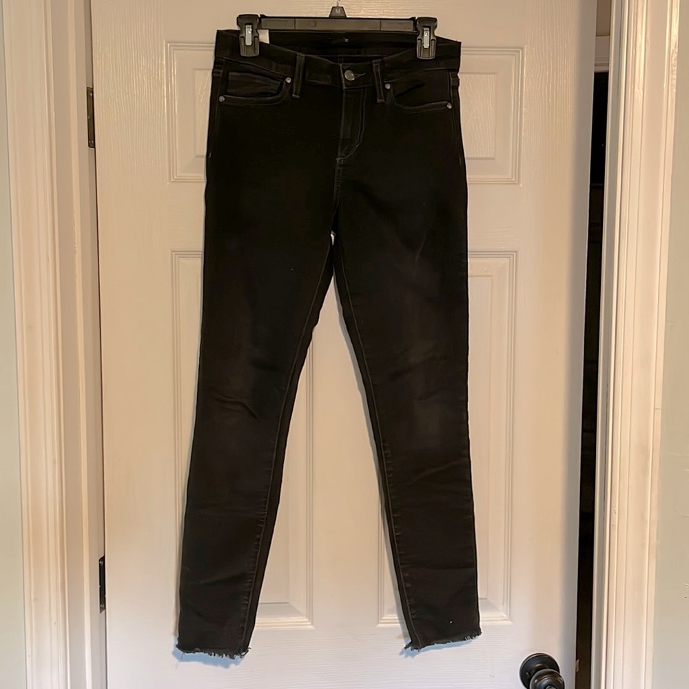 Joes Black Soft Jeans with Frayed Hem Ankle Cut
